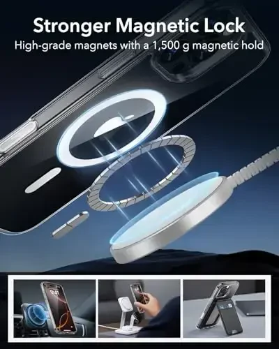 ESR for iPhone 16 Pro Max Case, Camera Control, Compatible with MagSafe, Shockproof Military-Grade Protection, Magnetic Phone Case for iPhone 16 Pro Max, Classic Hybrid Case (HaloLock), Clear - 6