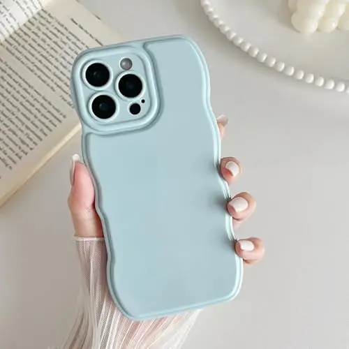 FABSPARK Phone Case for iPhone 16 Pro Max Case,Simple Wave Design Wavy Frame Soft Silicone Aesthetic for iPhone 16 Pro Max,Sky Blue - FABSPARK (1)