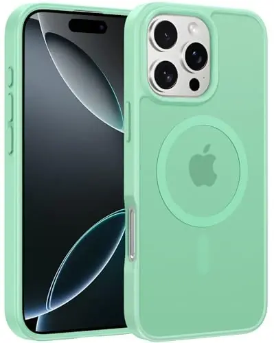 FNTCASE for iPhone 16 Pro-Max Case: [Compatible with Magsafe] Translucent Matte Magnetic Phone Cover - Military Grade Drop Protection Shockproof Protective Cases - Light Green - FNTCASE