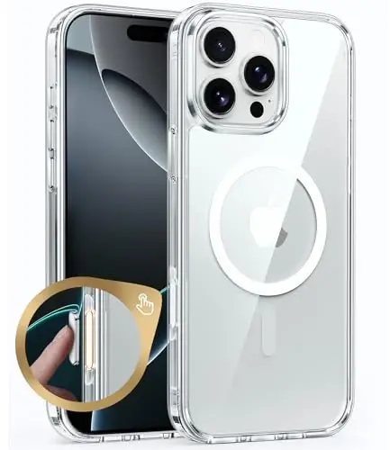 FNTCASE for iPhone 16 Pro-Max Case: Clear Magnetic Phone Cases Compatible with Magsafe Slim Anti Yellowing Military Grade Drop Rugged Protective Transparent Cell Cover (B-Transparent Magnetic) - 3