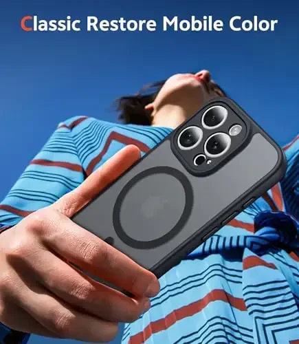 FNTCASE for iPhone 16 Pro-Max Case: Matte Magnetic Phone Cases with Screen Protector Compatible with Magsafe Slim Anti Yellowing Rugged Shockproof Protective Translucent Cell Cover (C-Black) - 7