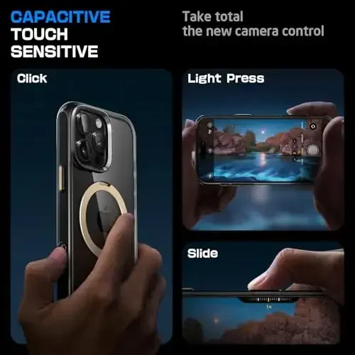 SUPCASE for iPhone 16 Pro Max Case with Camera Control Capture Button (Unicorn Beetle Mag), [Built-in Stand] [Compatible with MagSafe] [Military-Grade Protection] Clear Magnetic Phone Case, Black/Gold - 2