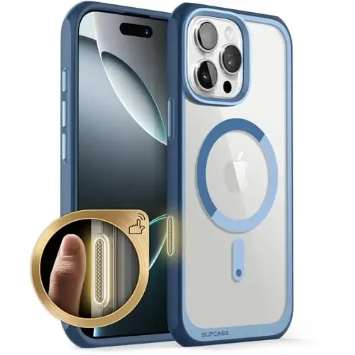 SUPCASE for iPhone 16 Pro Max Case with Camera Control Capture Button (Unicorn Beetle Mag), [Compatible with MagSafe] [Military-Grade Protection] Slim Clear Magnetic Phone Case (Azure) - 1