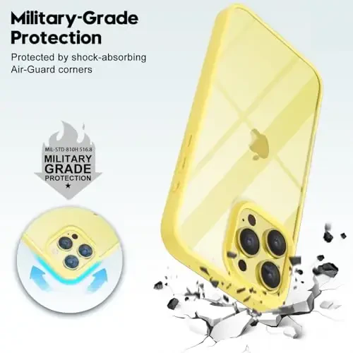 LoeoeL for iPhone 16 Pro Max Case Clear, Transparent Hybrid 16 Pro Max Phone Case [Hard Plastic & Soft Silicone Bumper] Acrylic Non Yellowing Thin Slim Protective Cover for Women, Yellow - 6