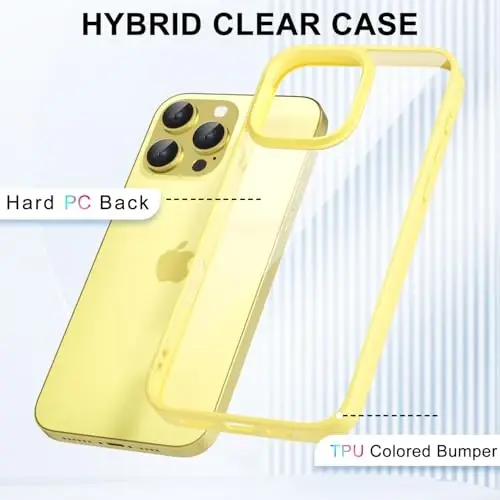 LoeoeL for iPhone 16 Pro Max Case Clear, Transparent Hybrid 16 Pro Max Phone Case [Hard Plastic & Soft Silicone Bumper] Acrylic Non Yellowing Thin Slim Protective Cover for Women, Yellow - 3