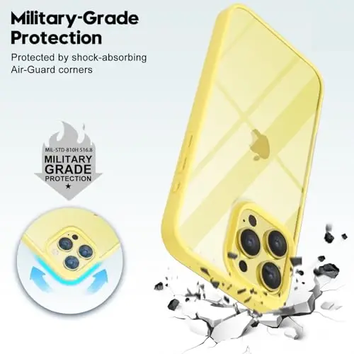 LoeoeL for iPhone 16 Pro Max Case Clear, Transparent Hybrid 16 Pro Max Phone Case [Hard Plastic & Soft Silicone Bumper] Acrylic Non Yellowing Thin Slim Protective Cover for Women, Yellow - 6