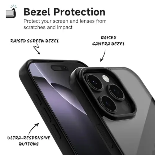 iPhone 16 Pro Max için LoeoeL Kılıfı Şeffaf, Transparan Hibrit 16 Pro Max Telefon Kılıfı [Sert Plastik & Yumuşak Silikon Tampon] Akrilik Sararmayan İnce Koruyucu Kadın Kapağı, Siyah - 4