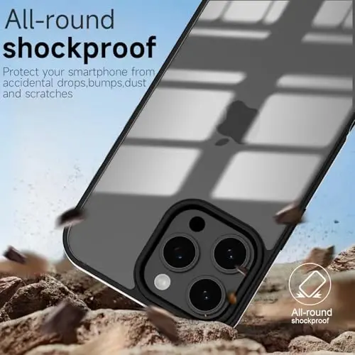 iPhone 16 Pro Max için LoeoeL Kılıfı Şeffaf, Transparan Hibrit 16 Pro Max Telefon Kılıfı [Sert Plastik & Yumuşak Silikon Tampon] Akrilik Sararmayan İnce Koruyucu Kadın Kapağı, Siyah - 6
