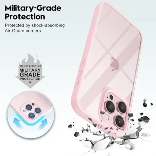 LoeoeL for iPhone 16 Pro Max Case Clear, Transparent Hybrid 16 Pro Max Phone Case [Hard Plastic & Soft Silicone Bumper] Acrylic Non Yellowing Thin Slim Protective Cover for Women, Light Pink - 6