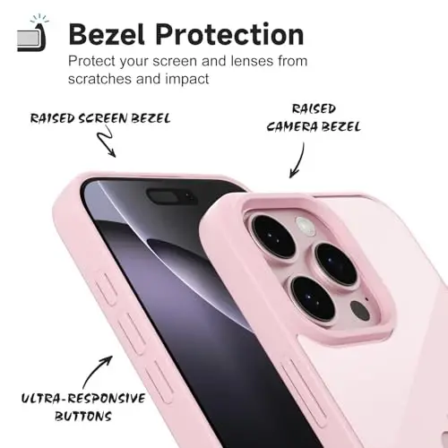 iPhone 16 Pro Max için LoeoeL Kılıfı Şeffaf, Transparan Hibrit 16 Pro Max Telefon Kılıfı [Sert Plastik & Yumuşak Silikon Tampon] Akrilik Sararmayan İnce Koruyucu Kadınlar için Kapak, Açık Pembe - 4