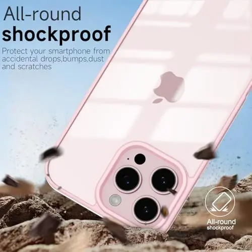 iPhone 16 Pro Max için LoeoeL Kılıfı Şeffaf, Transparan Hibrit 16 Pro Max Telefon Kılıfı [Sert Plastik & Yumuşak Silikon Tampon] Akrilik Sararmayan İnce Koruyucu Kadınlar için Kapak, Açık Pembe - 6