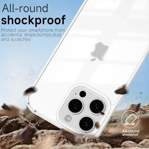 iPhone 16 Pro Max için LoeoeL Kılıfı Şeffaf, Transparan Hibrit 16 Pro Max Telefon Kılıfı [Sert Plastik & Yumuşak Silikon Tampon] Akrilik Sararmayan İnce Koruyucu Kapak, Beyaz - 6