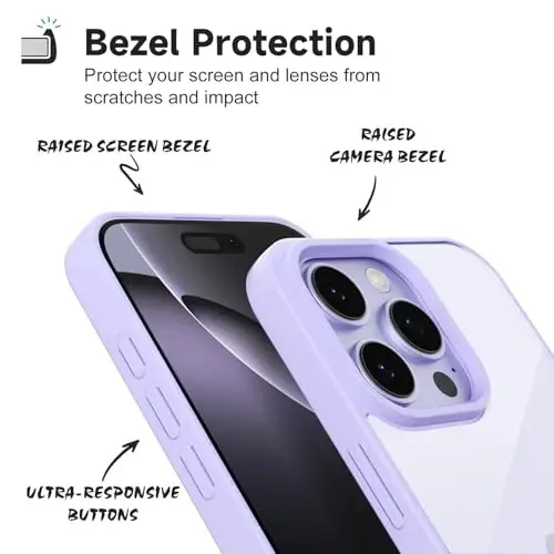 iPhone 16 Pro Max için LoeoeL Kılıfı Şeffaf, Transparan Hibrit 16 Pro Max Telefon Kılıfı [Sert Plastik & Yumuşak Silikon Tampon] Akrilik Sararmayan İnce Koruyucu Kapak Kadınlar için, Mor Lavanta - 4