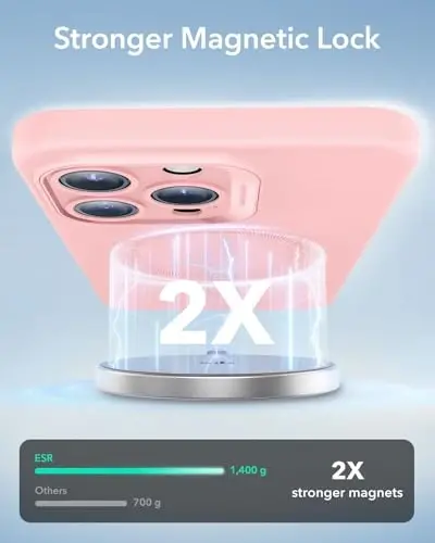 ESR for iPhone16 Pro Max Case with MagSafe, Supports Magnetic Charging, Smooth & Slim Silicone Case, Shockproof, Full Screen and Camera Protection, Soft Microfiber Lining,Pink - 4