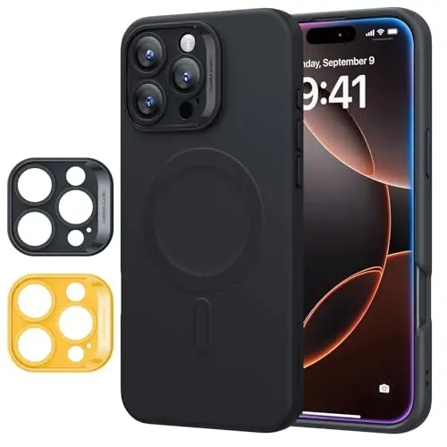 ESR for iPhone16 Pro Max Case with MagSafe, Supports Magnetic Charging, Smooth & Slim Silicone Case, Shockproof, Full Screen and Camera Protection, Soft Microfiber Lining,Black - 1