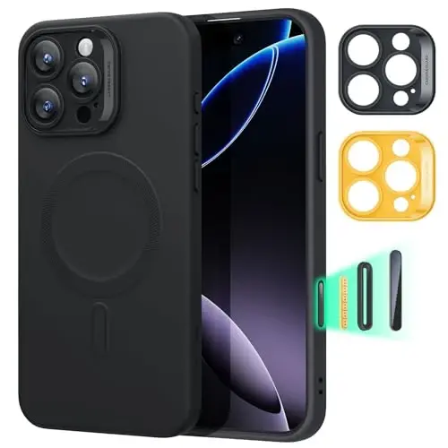 ESR for iPhone16 Pro Max Case with MagSafe, Supports Magnetic Charging, Smooth & Slim Silicone Case, Shockproof, Full Screen and Camera Protection, Soft Microfiber Lining,Black 