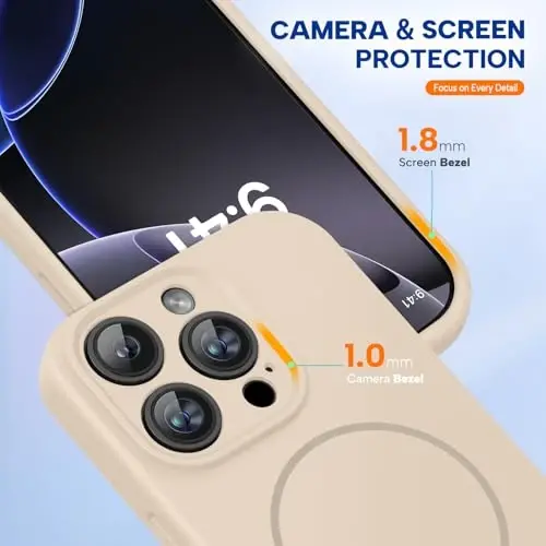 Miracase Magnetic for iPhone 16 Pro Max Case, [Soft Anti-Scratch Microfiber Lining], Compatible with MagSafe, Liquid Silicone Case Shockproof Drop Protection Phone Case for 16 ProMax,Sand 