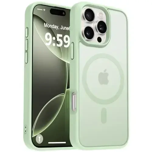 MOCCA Strong Magnetic for iPhone 16 Pro Max Phone Case, [Compatible with Magsafe][16FT Mil-Grade Drop Protection] Slim Translucent Matte Protective Cover Case for iPhone 16 Pro Max Case, Light Green - 1