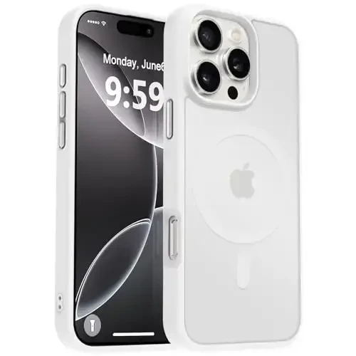 MOCCA Strong Magnetic for iPhone 16 Pro Max Phone Case, [Compatible with Magsafe][16FT Mil-Grade Drop Protection] Slim Translucent Matte Protective Cover Case for iPhone 16 Pro Max Case, Frosted White 