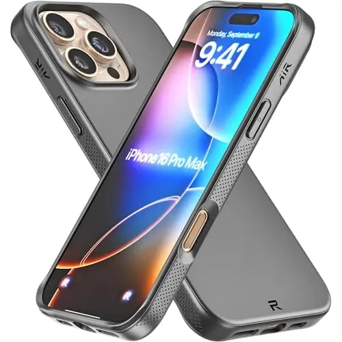 REBEL Air Case for iPhone 16 Pro Max [Air² Series] Strong MagSafe Compatible, Grippy Sides, Slim & Lightweight TPU Cover, Protective Corners, Raised Lens Ring, 6.9 Inch Phone 2024 (Black) - 1