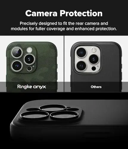 Ringke Onyx for iPhone 16 Pro Max Case, [Feels Good in The Hand] Oil & Dirt Resistant, Individual Lens Covers for Cameras, Non-Slip Enhanced Grip Lightweight Cover - Camo Green - 3