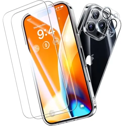 Opxyl Not Yellowing for iPhone 16 Pro Max Case Clear, 360° Protection with 2X Screen Protector + 2X Camera Lens Protector, Mil-Grade Shockproof Phone Case Slim Cover for iPhone 16 Pro Max, Clear - OPXYL