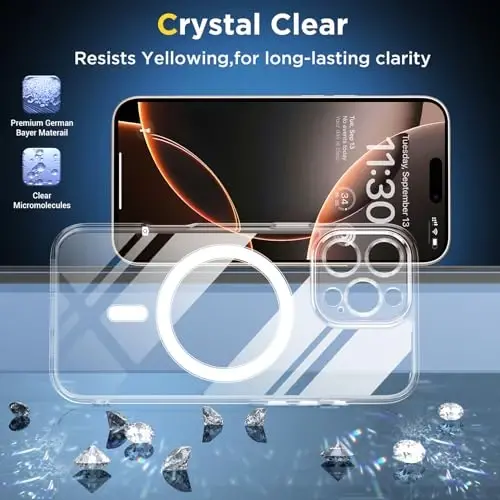 SPIDERCASE Designed for iPhone 16 Pro Max Case, Built-in Camera Protection with 2Pcs Screen Protectors [Not Yellowing] Slim Protective Phone Case for iPhone 16 Pro Max 6.9'',Clear - 4