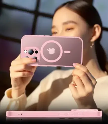 SPIDERCASE Magnetic for iPhone 16 Pro Max Case, with 2 Pcs [Tempered Glass Screen Protector] Translucent Matte Back Slim Shockproof Protective Phone Case for iPhone 16 Pro Max 6.9'',Pink - 6
