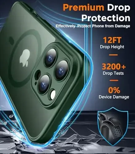 SPIDERCASE Magnetic for iPhone 16 Pro Max Case, with 2 Pcs [Tempered Glass Screen Protector] Translucent Matte Back Slim Shockproof Protective Phone Case for iPhone 16 Pro Max 6.9'',Green - SPIDERCASE (1)