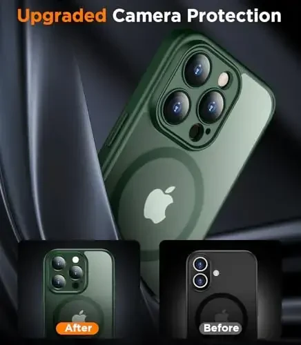 SPIDERCASE Magnetic for iPhone 16 Pro Max Case, with 2 Pcs [Tempered Glass Screen Protector] Translucent Matte Back Slim Shockproof Protective Phone Case for iPhone 16 Pro Max 6.9'',Green - 3