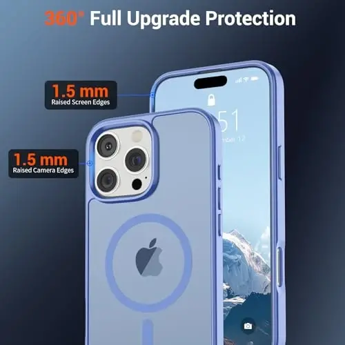 iPhone 16 Pro Max için SUPFINE Manyetik Kılıf (MagSafe ile Uyumlu) (Askeri Sınıf Düşme Koruması) İnce Yarı Saydam Mat Darbeye Dayanıklı Telefon Kılıfı, Mavi Mor - 4