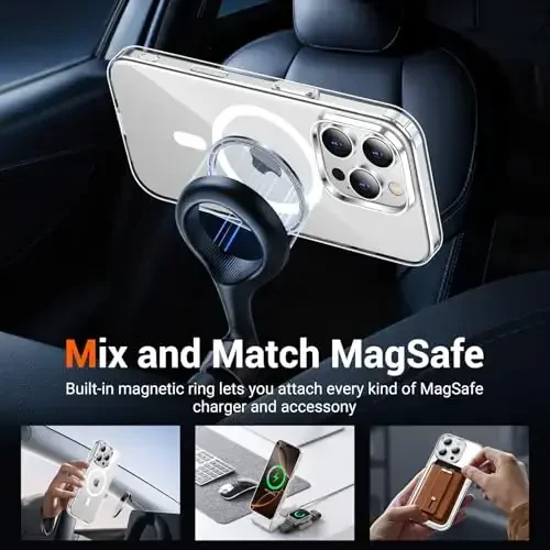 Temdan for iPhone 16 Pro Max Case Clear, Compatible with Magsafe, Anti-Yellowing, Military-Grade Protection, Shockproof Slim Magnetic Phone Case Cover, Transparent - 11