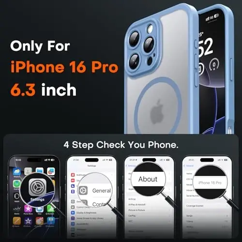 TOCOL for Phone 16 Pro Max Case, Compatible with Magsafe Charger, Full Camera Protection, Drop Protection, Translucent Matte Phone Case for iPhone 16 Pro Max 6.9 inch (Light Blue) - 2
