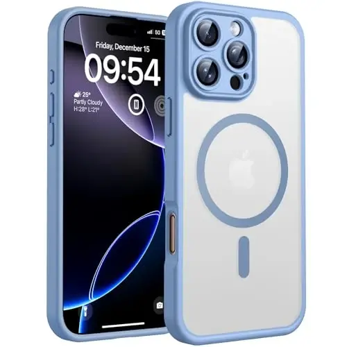 TOCOL for iPhone 16 Pro Max Phone Case Compatible with Magsafe Full Camera Protection Drop Protection Magnetic Translucent Matte Back Bumper Phone Case for 16 Pro Max 6.9-Inch (Light Blue) 