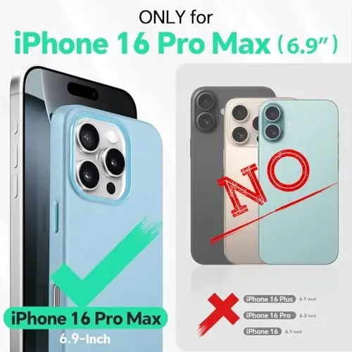 TUCCH Case for iPhone 16 Pro Max, [Magnetic Wireless Charging] Anti-Slip PU Leather Shockproof Phone Case, Anti-Fingerprint Lightweight Protective Cover Compatible with iPhone 16 Pro Max, Sky Blue - TUCCH (1)