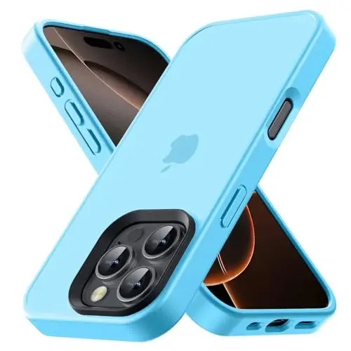 Yriklso for iPhone 16 Pro Max Phone Case, Shockproof for iPhone 16 Pro Max Case, Military Grade Drop Protection, Protective Hard Back Slim Translucent Cover, Light Blue - 1