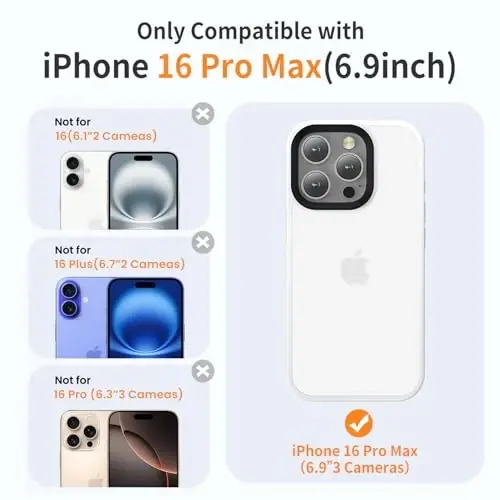 Yriklso for iPhone 16 Pro Max Phone Case, Shockproof for iPhone 16 Pro Max Case, Military Grade Drop Protection, Protective Hard Back Slim Translucent Cover, White - 2