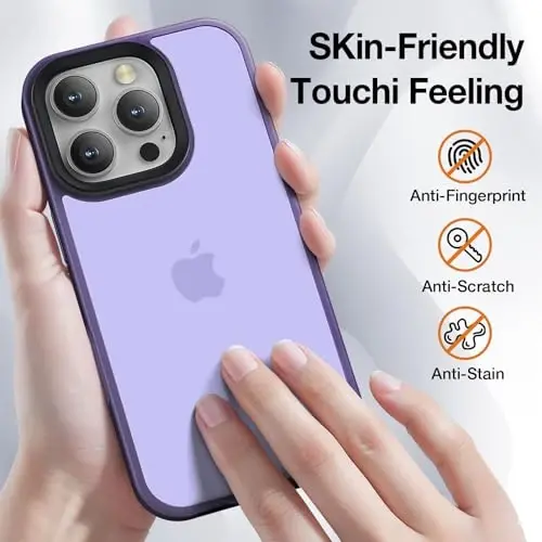 Yriklso for iPhone 16 Pro Max Phone Case, Shockproof for iPhone 16 Pro Max Case, Military Grade Drop Protection, Protective Hard Back Slim Translucent Cover, Frosted Purple - 4