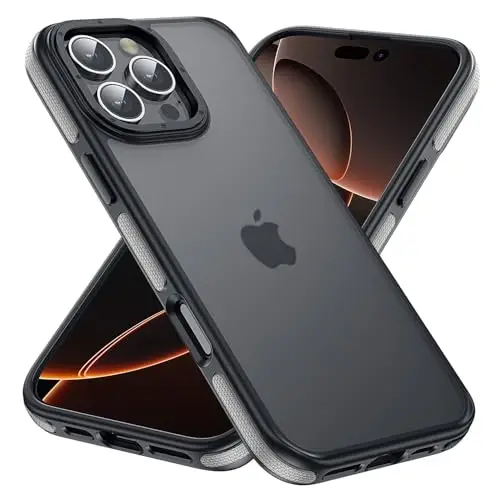 Yriklso for iPhone 16 Pro Max Phone Case, Shockproof for iPhone 16 Pro Max Case, Military Grade Drop Protection, Protective Hard Back Slim Translucent Cover,Grey Bumper 