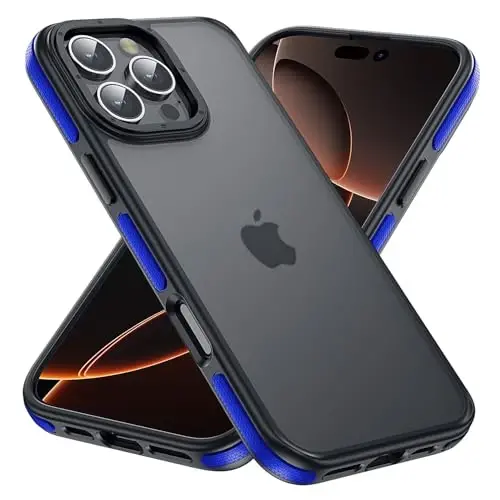 Yriklso for iPhone 16 Pro Max Phone Case, Shockproof for iPhone 16 Pro Max Case, Military Grade Drop Protection, Protective Hard Back Slim Translucent Cover,Blue Bumper - 1