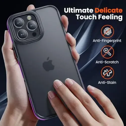 Yriklso for iPhone 16 Pro Max Phone Case, Shockproof for iPhone 16 Pro Max Case, Military Grade Drop Protection, Protective Hard Back Slim Translucent Cover,Purple Bumper - 3