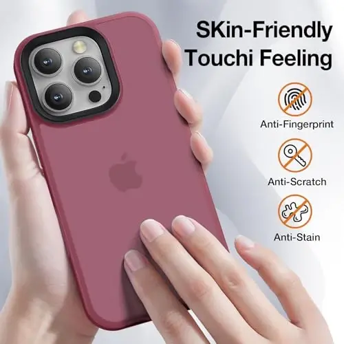 Yriklso for iPhone 16 Pro Max Phone Case, Shockproof for iPhone 16 Pro Max Case, Military Grade Drop Protection, Protective Hard Back Slim Translucent Cover,Wine Red - 4