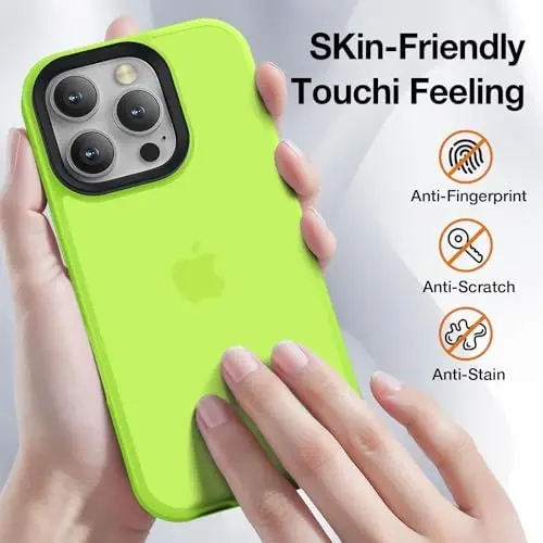 Yriklso for iPhone 16 Pro Max Phone Case, Shockproof for iPhone 16 Pro Max Case, Military Grade Drop Protection, Protective Hard Back Slim Translucent Cover, Hot Green - 4