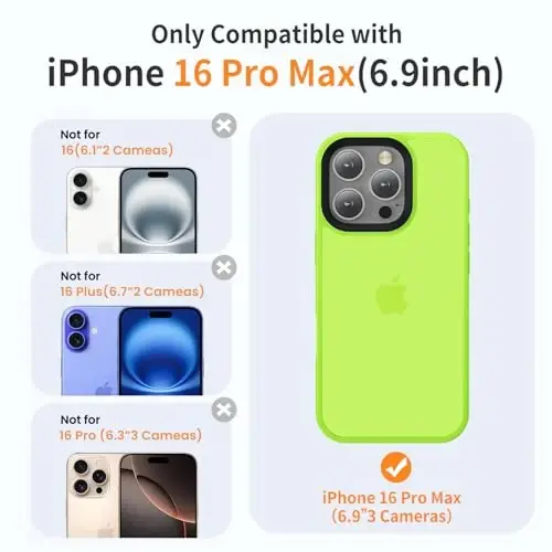 Yriklso for iPhone 16 Pro Max Phone Case, Shockproof for iPhone 16 Pro Max Case, Military Grade Drop Protection, Protective Hard Back Slim Translucent Cover, Hot Green - YRIKLSO (1)