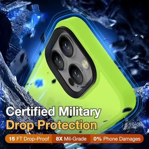 Yriklso for iPhone 16 Pro Max Phone Case, Shockproof for iPhone 16 Pro Max Case, Military Grade Drop Protection, Protective Hard Back Slim Translucent Cover, Hot Green - 3
