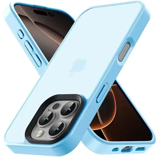 Yriklso for iPhone 16 Pro Max Phone Case, Shockproof for iPhone 16 Pro Max Case, Military Grade Drop Protection, Protective Hard Back Slim Translucent Cover,Sierra Blue - 1