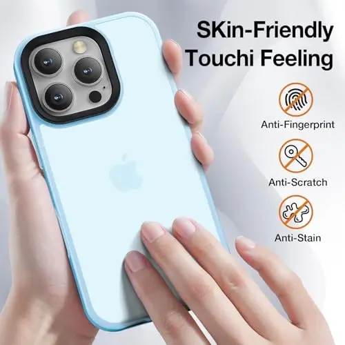 Yriklso for iPhone 16 Pro Max Phone Case, Shockproof for iPhone 16 Pro Max Case, Military Grade Drop Protection, Protective Hard Back Slim Translucent Cover,Sierra Blue - 4