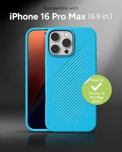 ZAGG Luxe Snap Case for iPhone 16 Pro Max - MagSafe Wireless Charging, 10ft Drop Protection, Eco-Friendly, Graphene Reinforced, Ripple Design, River Blue - 2