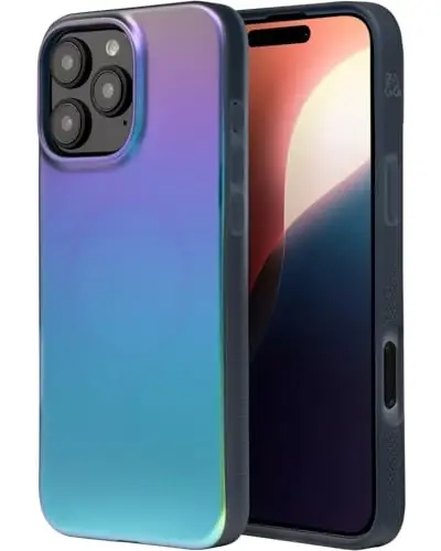 ZAGG Milan Snap Case for iPhone 16 Pro Max - Color Changing Finish, MagSafe & Wireless Charging Compatible, 13ft Drop Protection, Graphene Reinforced, Eco-Friendly, Raven Feather - 1