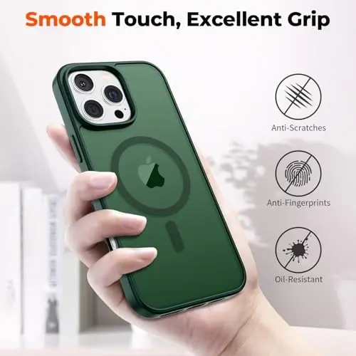 zapica Magnetic for iPhone 16 Pro Max Case, [Compatible with MagSafe] [Military Grade Drop Protection] Translucent Matte Shockproof Anti-Scratch Phone Case, Forest Green - 6